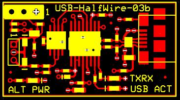 image of top side of PCB layout of USB-HalfWire-03 board